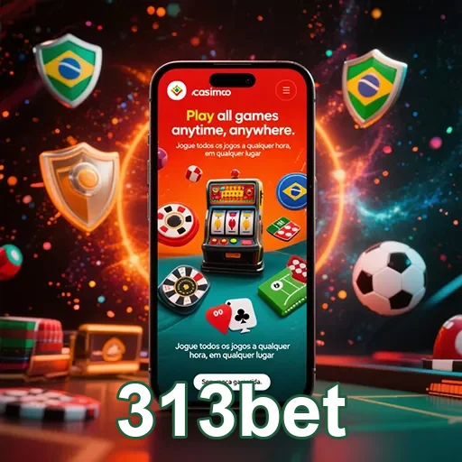 Imagem da interface do aplicativo 313bet, página de apostas esportivas, com o logo do 313bet ao fundo